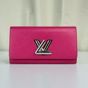 Louis Vuitton Pink Twist Epi Leather Wallet with Iconic Logo Design